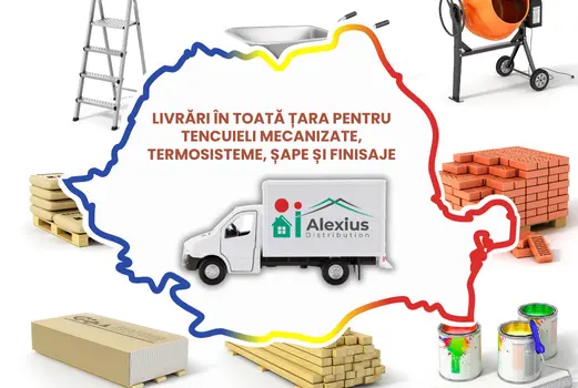 Alexius Distribution: livrări în toată țara pentru tencuieli mecanizate, termosisteme, șape și finisaje